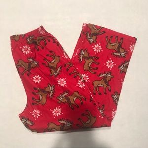 Up-Late pajama bottoms, red with moose, kid’s XL